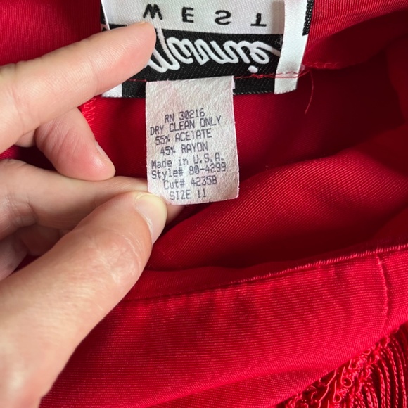 Vintage Red Fringe Miniskirt - Picture 6 of 6